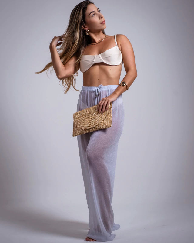 Calça lurex branca