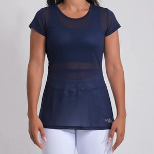 Blusa de tela dry azul marinho