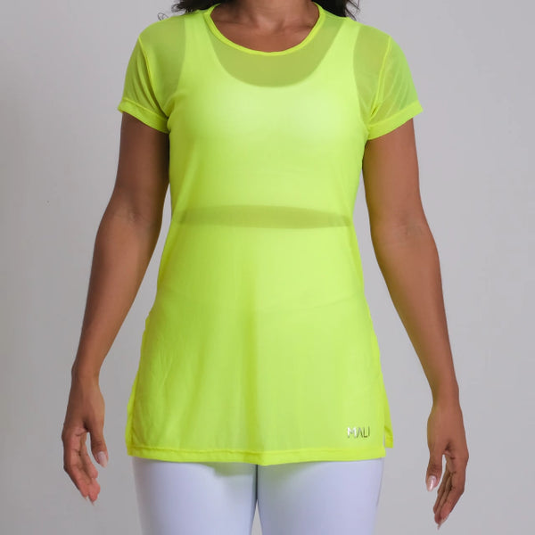Blusa de tule amarelo fluor