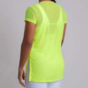 Blusa de tule amarelo fluor