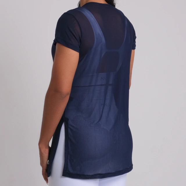 Blusa de tule azul marinho