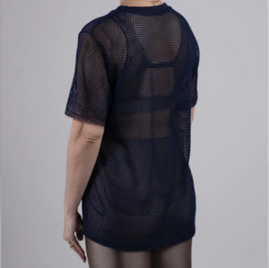 Blusa de tela azul marinho