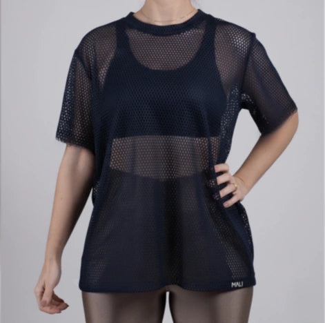 Blusa de tela azul marinho